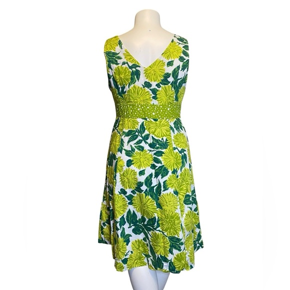 Boden Green & White Floral Sleeveless Midi dress women’s Size 10 - Picture 4 of 16